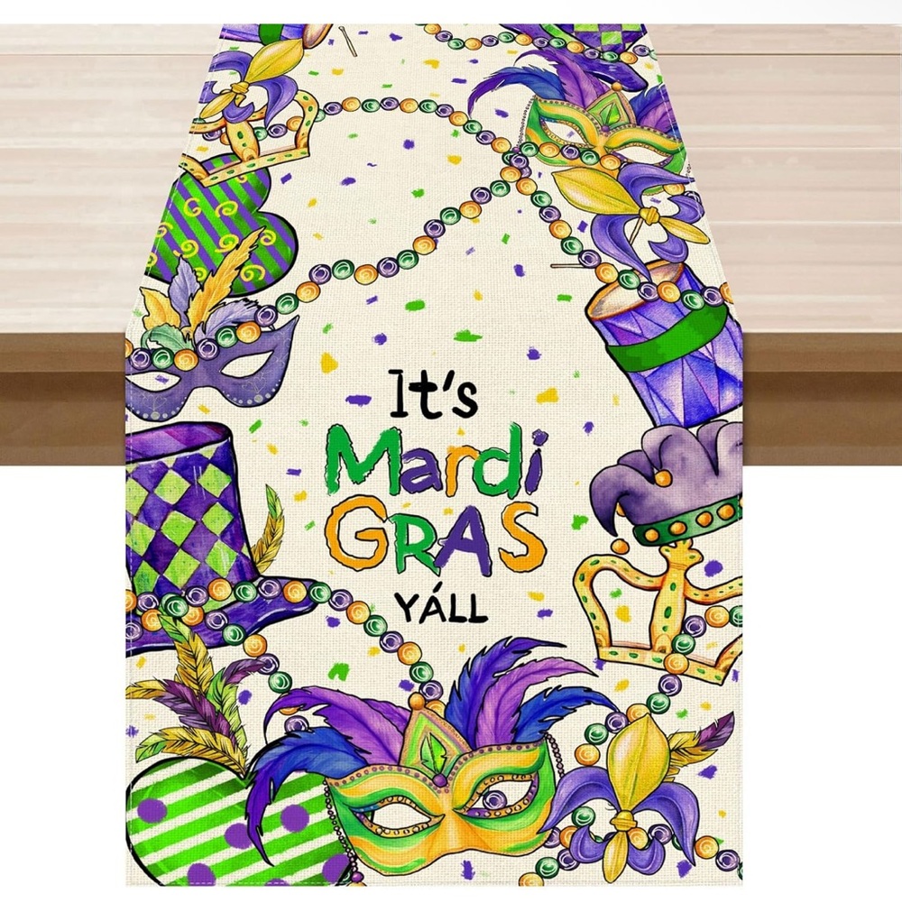 Mardi Gras Table Runner - Purple,‎ Green & Gold Party Decor 13x72